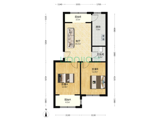 友谊楼 2室1厅1卫 76平方