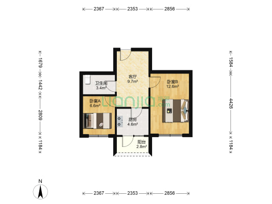 红昌社区 2室1厅1卫 50平方