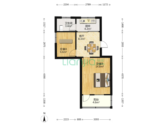 沿山路138号 2室1厅1卫 51平方