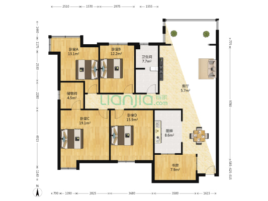 锦城嘉园 5室1厅1卫 226平方