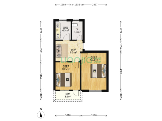 税务局家属院 2室1厅1卫 53平方