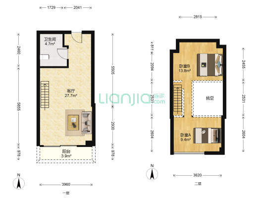 向江来时代中心 2室1厅1卫 50平方