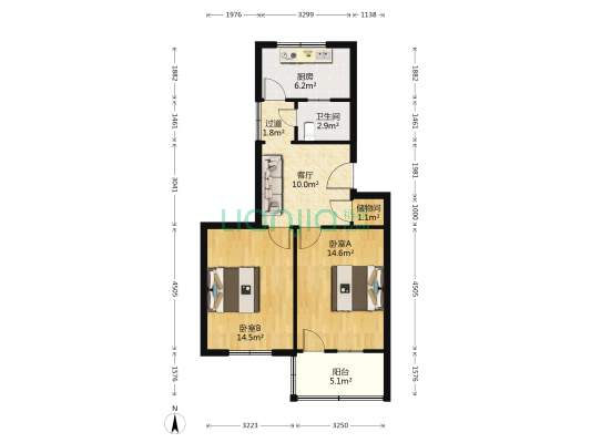 盐南东路3-1号 2室1厅1卫 68平方