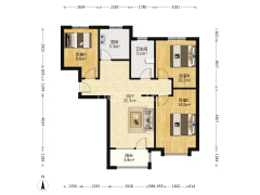 小区人车分流，南北通透三居室，通勤做高铁方便-涿州华融现代城户型图