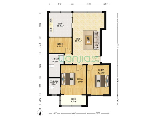 小岭路 2室1厅2卫 91平方