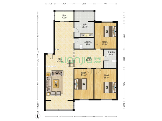 雅都苑 3室1厅2卫 160平方