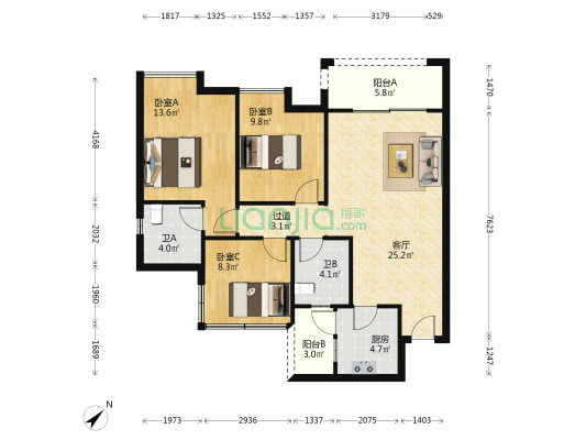 和喜御园 3室1厅2卫 101平方