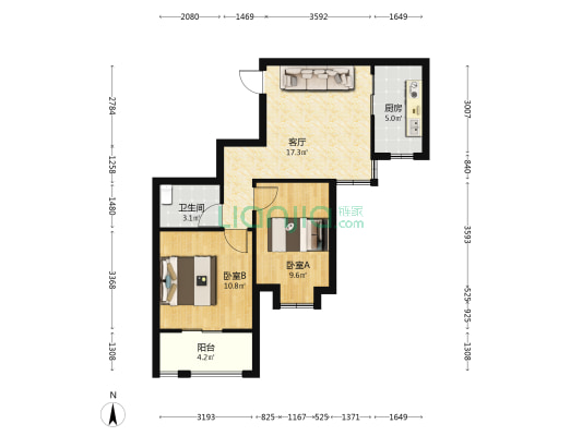 浦口新城 2室1厅1卫 60平方