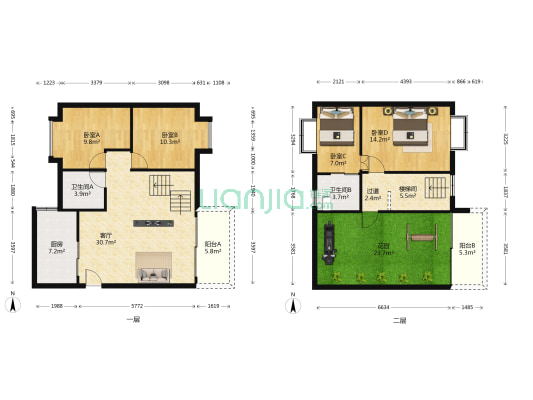 田德花园A区 4室1厅2卫 119平方