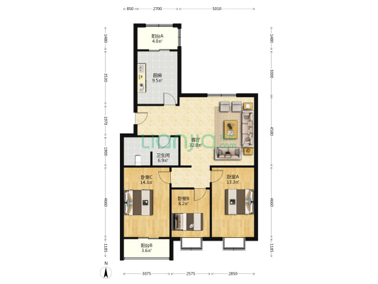 宝平景苑 3室1厅1卫 117平方