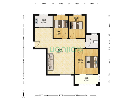 泰和苑一期一区 3室1厅1卫 97平方