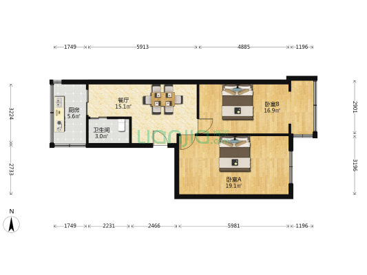 绿璟苑 2室1厅1卫 73平方