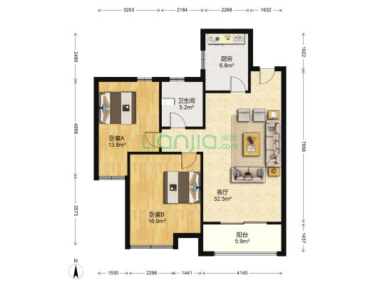 南岸花园东区 2室1厅1卫 100平方