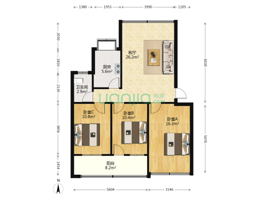 马坡岭小区 3室1厅1卫 87平方