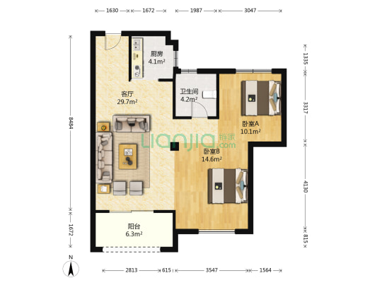 宏城瑞东园 2室1厅1卫 86平方