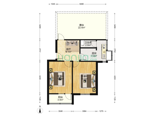 榴园小区 2室1厅1卫 59平方