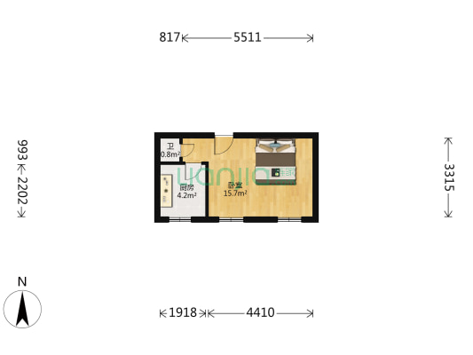 前进路50号院 1室0厅1卫 27平方