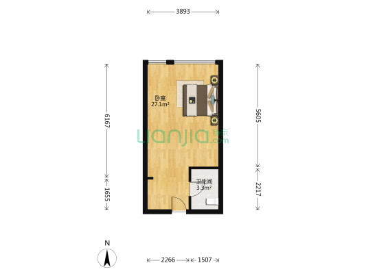 东城商贸食品城 1室0厅1卫 40平方