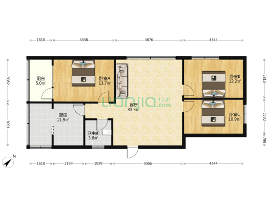 河滨怡苑 3室1厅1卫 109平方