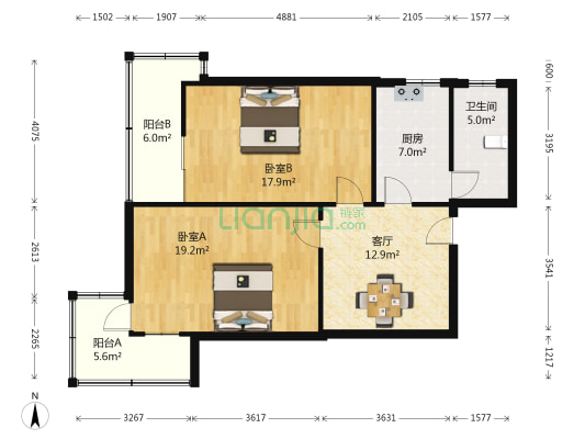 汉西门大街 2室1厅1卫 73平方