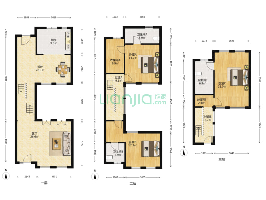 名仕豪庭(别墅） 3室2厅3卫 202平方