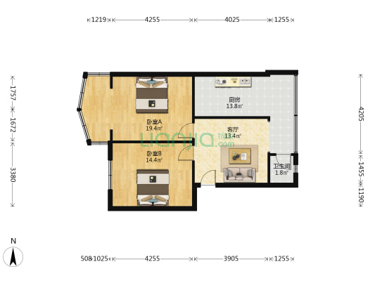 宝光大道北段56号 2室1厅1卫 74平方