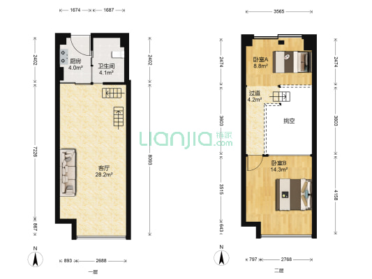 大公馆 2室1厅1卫 44平方
