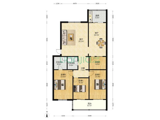 尖草坪国税局宿舍 4室2厅2卫 140平方