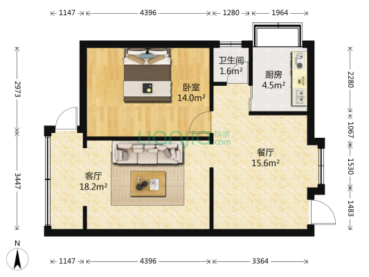 气象路58号 1室2厅1卫 54平方
