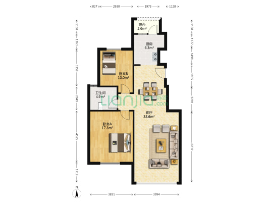 东湖锦绣 2室1厅1卫 99平方