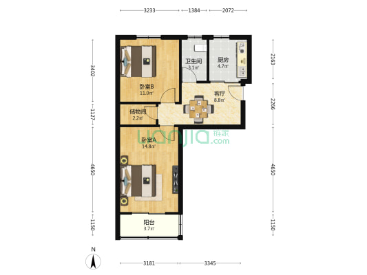 槐古路 2室1厅1卫 59平方