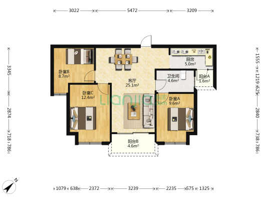 御龙半山龙耀苑 3室1厅1卫 92平方