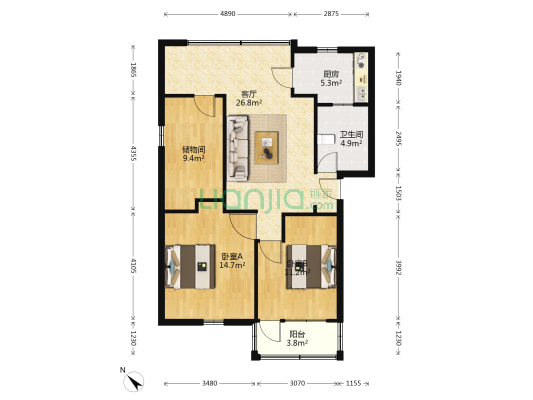七星台住宅楼 2室1厅1卫 89平方
