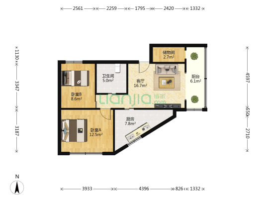 大学路10号 2室1厅1卫 71平方