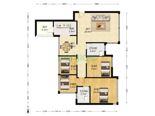 正成拉斐 3室2厅2卫 83平方