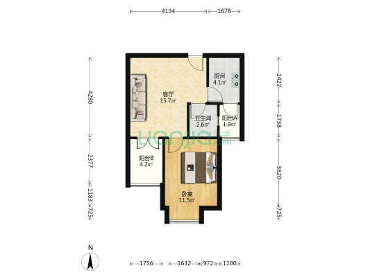 吉水街258号 1室1厅1卫 43平方