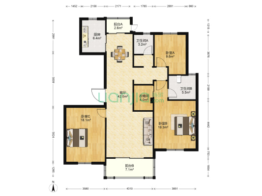 琥珀森林一期 3室1厅2卫 142平方