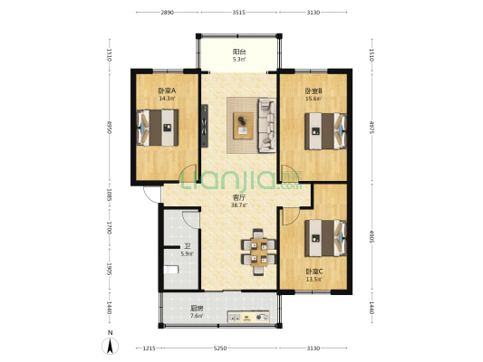 商业前街67号 3室1厅1卫 112平方