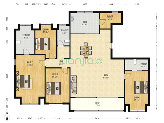 润樾庭Ⅱ·云起 4室1厅3卫 235平方