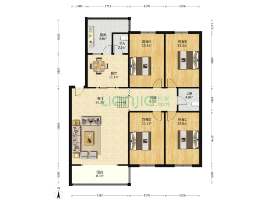 华都新村 4室2厅2卫 165平方
