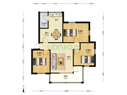 人民东路一巷 3室2厅1卫 84平方