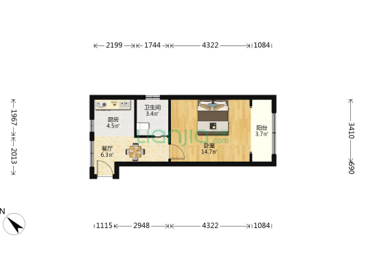 橡胶小区 1室1厅1卫 49平方