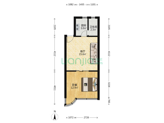 百合苑A区 1室1厅1卫 33平方