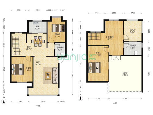 都景蝶园 4室2厅2卫 140平方