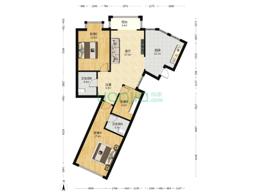 凯旋雅居 3室1厅2卫 108平方