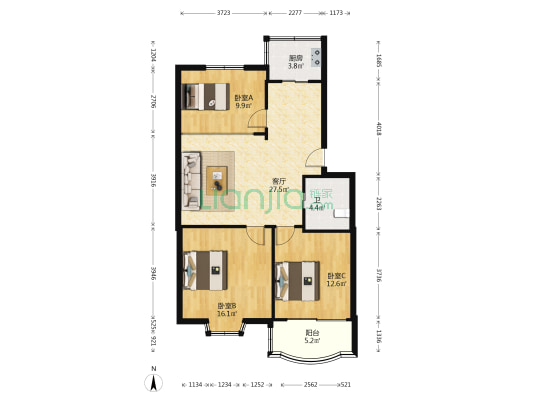 孔家春秋 3室1厅1卫 92平方