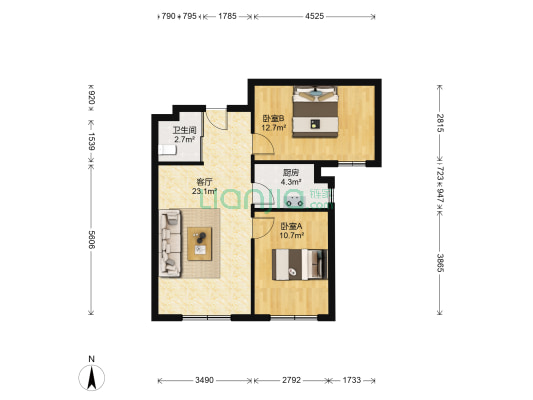 万龙台北明珠东区 2室1厅1卫 79平方