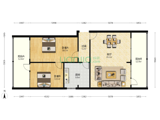 恒裕小区 2室1厅0卫 153平方