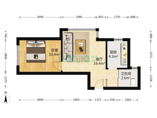 景星花园 1室1厅1卫 50平方