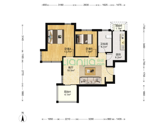 馨佳园(菊泉街1969弄) 2室1厅1卫 74平方
